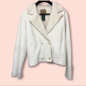 Ralph Lauren Double Breasted White Suede Coat XL